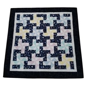 Wall Quilt 38" Square Dragons Castles Pinwheel Pink Blue Floral Hearts Baby Room